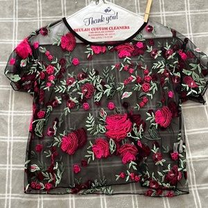 Forever 21 Floral Mesh Top
